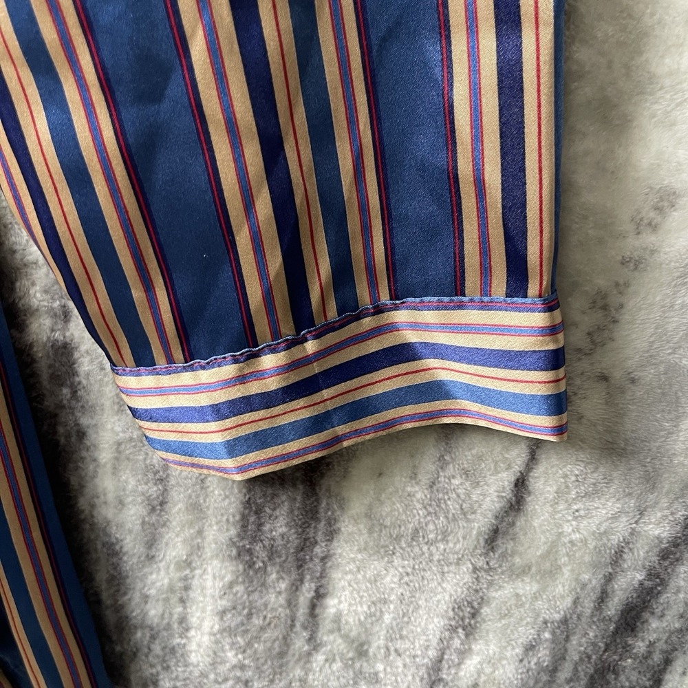 Victoria's Secret Glossy Striped Satin Robe, Long Sleeved With Tie Size Small - Picture 3 of 5